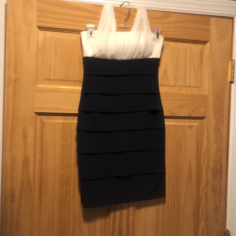 Navy Blue and White Dress